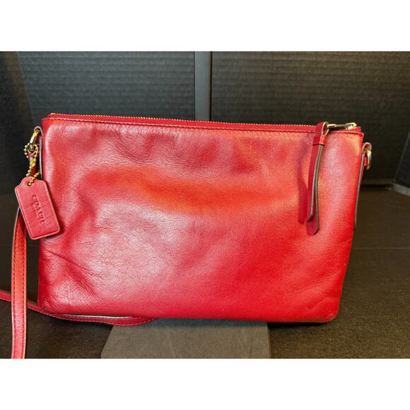 Coach Red Leather East West Crossbody Bag *READ - Picture 3 of 16